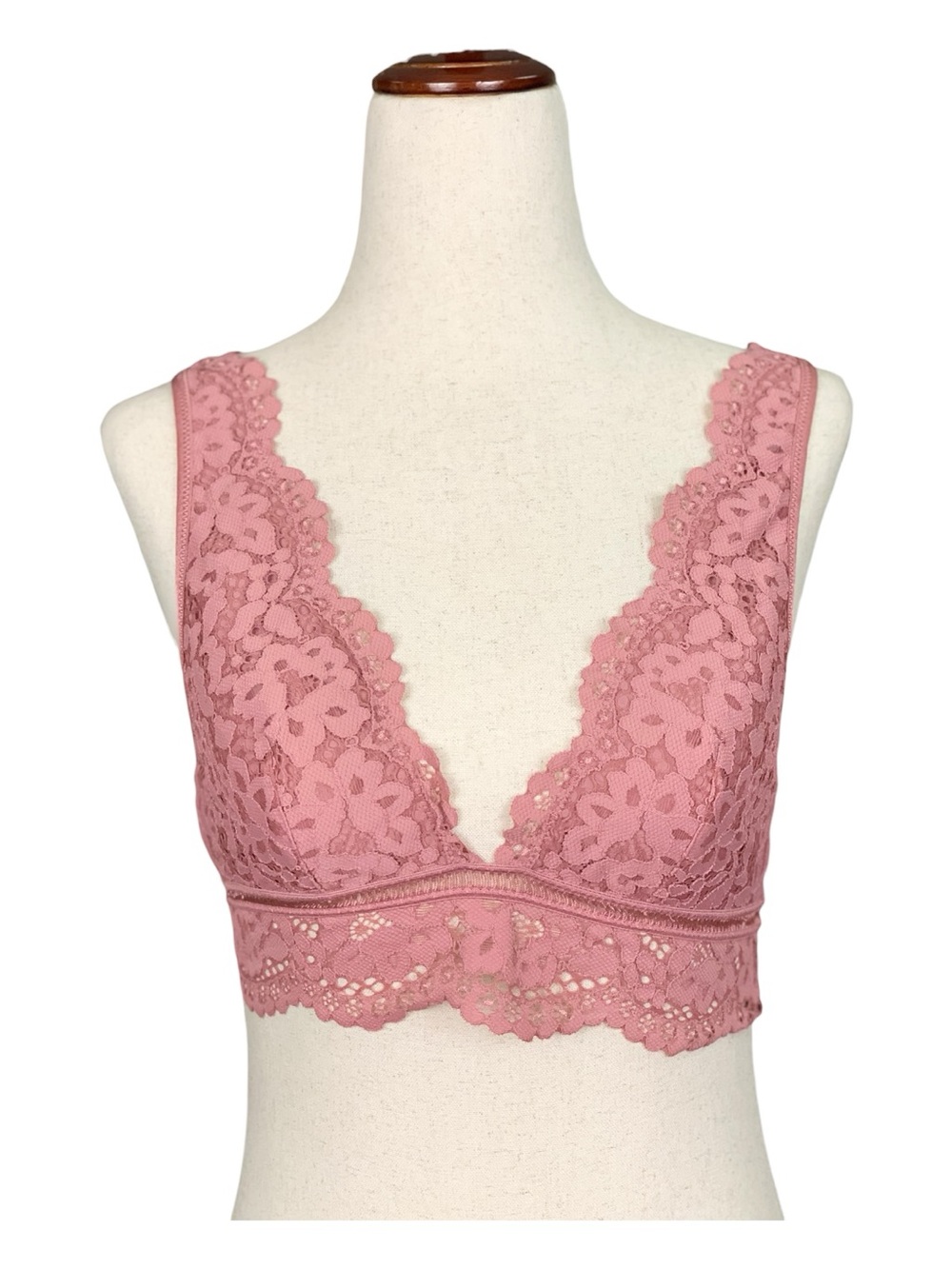 Body By Victoria's Secret Dusty Rose‎ Pink Lace Bralette Stretch Coquette Small